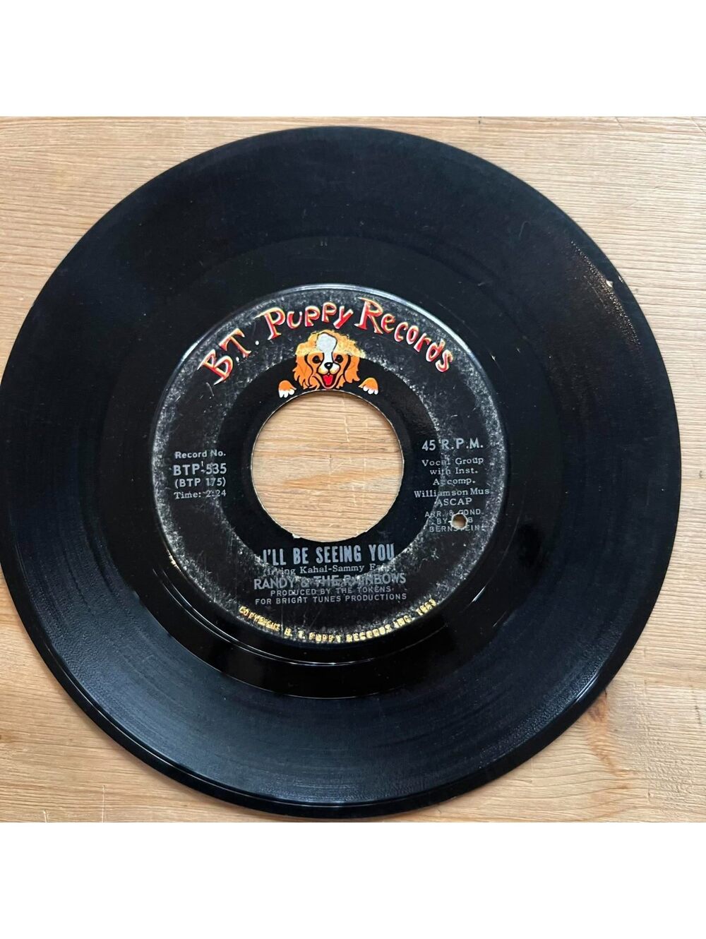 Randy & The Rainbows - I'll be Seeing You/On to Get Away 45rpm VG+ R13